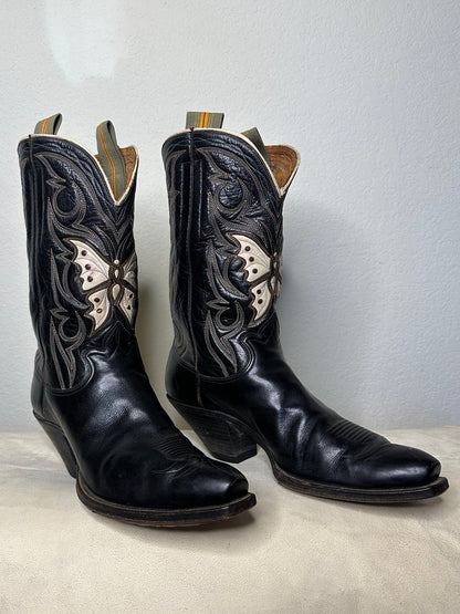 1930’s Western Boot Co. Handmade Butterfly Inlay Cowboy Boots (9.5D / 11)