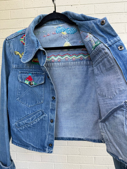 Rare 70’s Native Embroidered Denim Jacket (Women’s S)