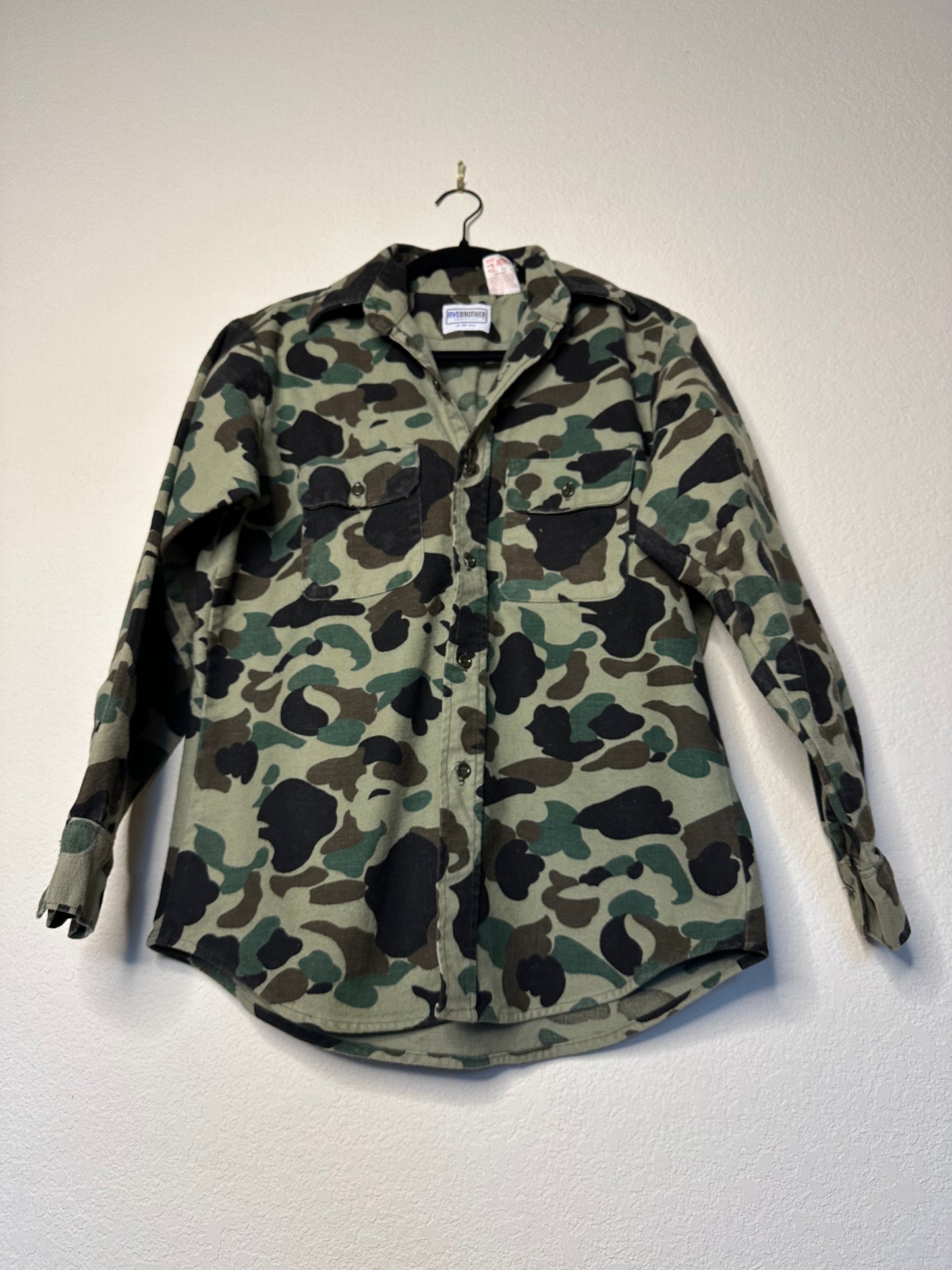 80’s Soft Cotton Duck Camo Flannel Hunting Shirt - Union Made USA (Unisex M)