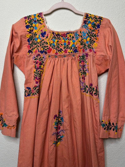 60’s Oaxacan Embroidered Cotton Maxi Dress (XS/S)
