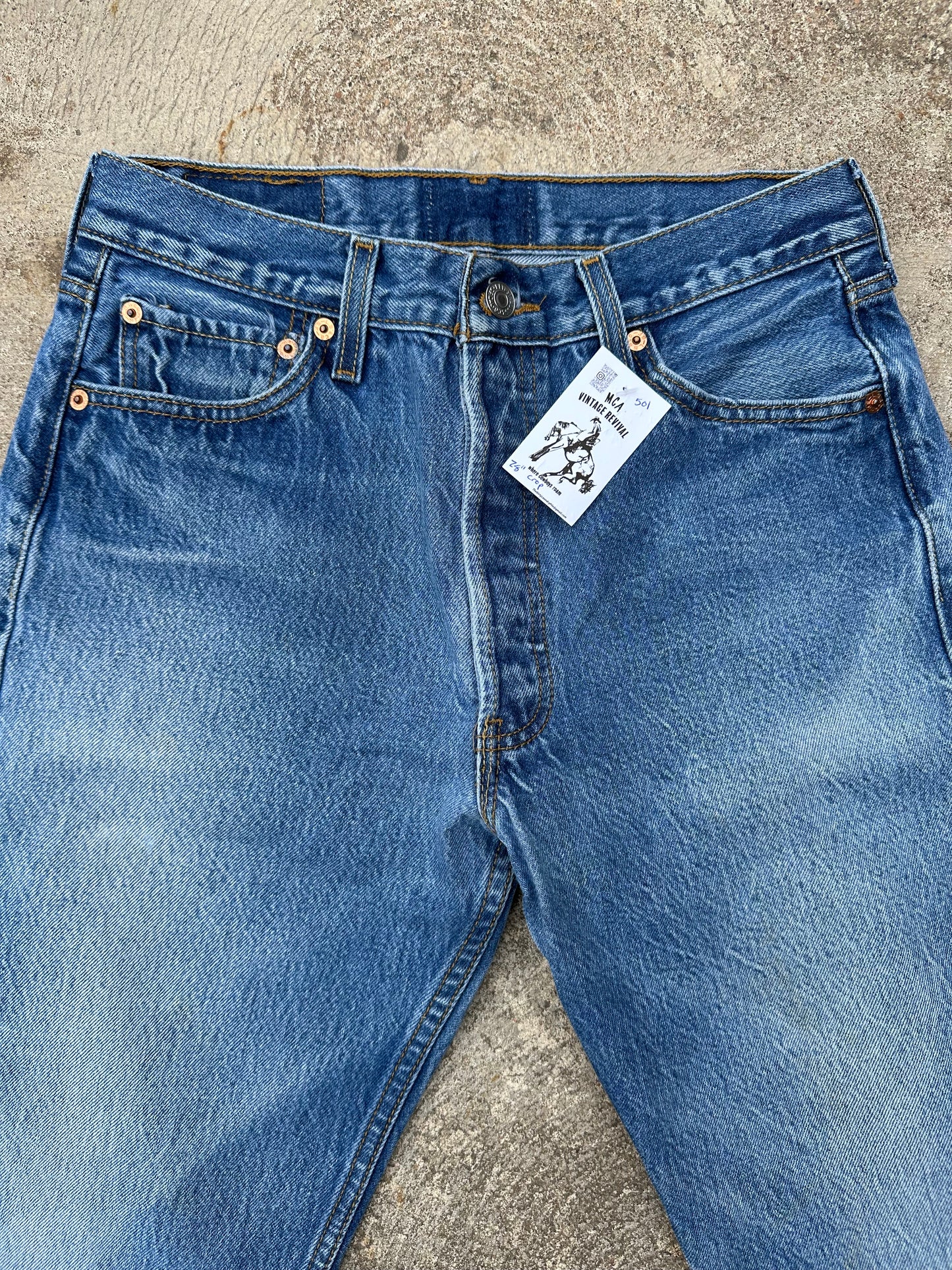 Y2K Levi’s 501 STF Crop Denim Jeans (Men’s 28x26 / Women’s 26)