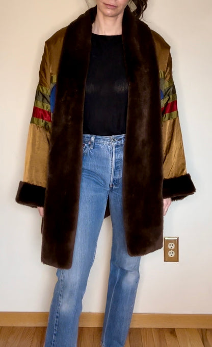 80’s Ann Tijan for Kenar Reversible Color Block Teddy Coat (M/L)