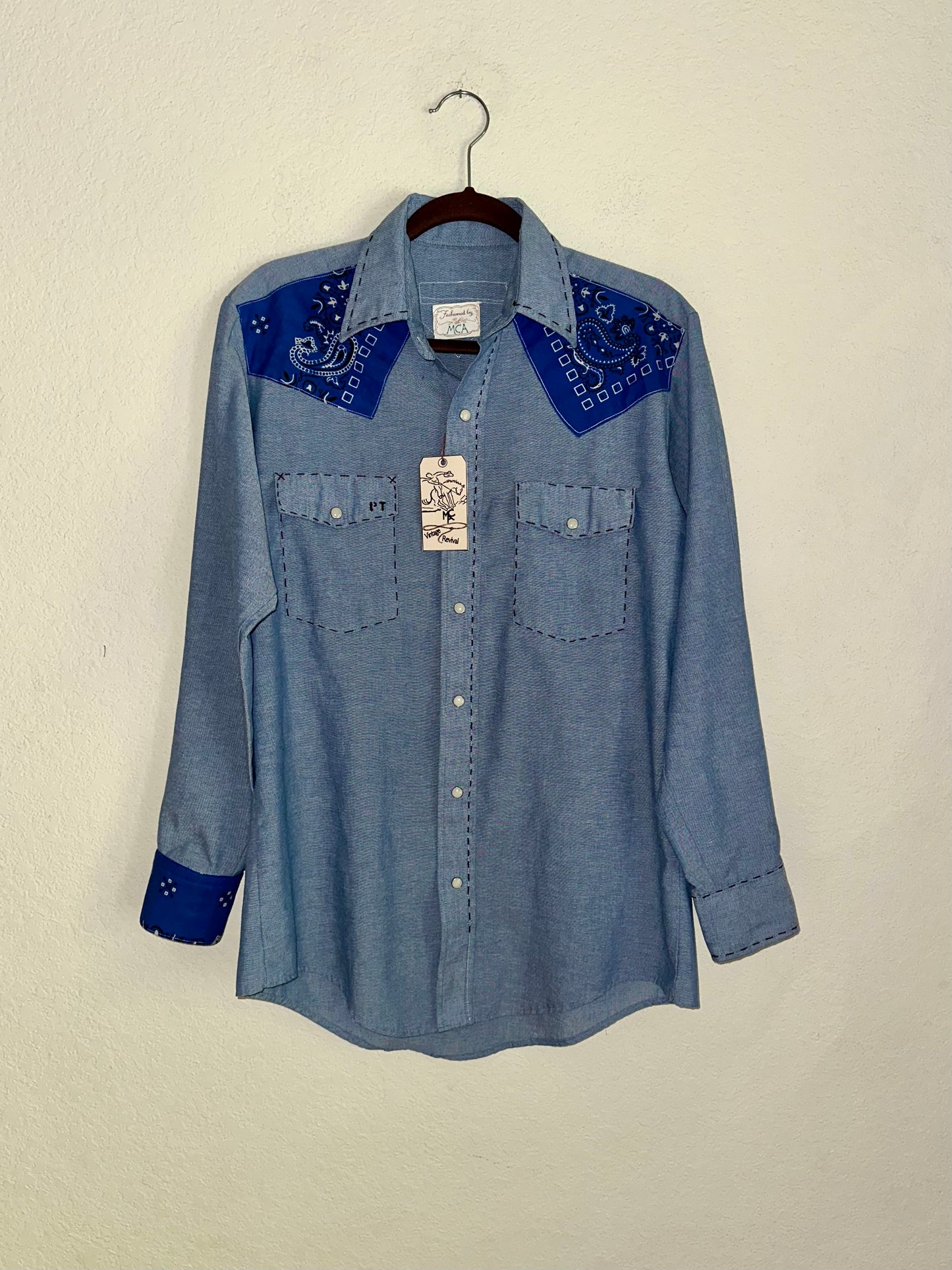 CUSTOM ORDER: MCA Vintage Revival Hand Embroidered & Patched Pearl Snap Western Shirt