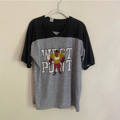 80s Rare Raglan USMA Army West Point Mules V-Neck Tee (Unisex L)