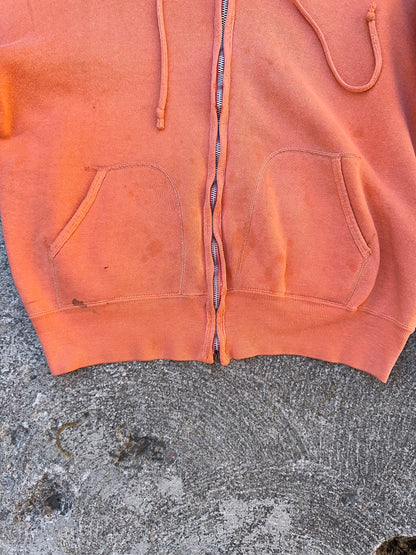 50’s Springfoot Zip-Up 100% Cotton Split Pocket Double Hood Sweatshirt (Unisex M)