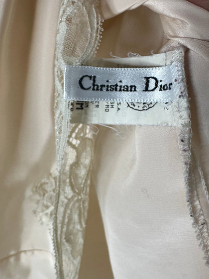 80’s Christian Dior Satin Slip Skirt w/ Embroidered Logo (M/L)