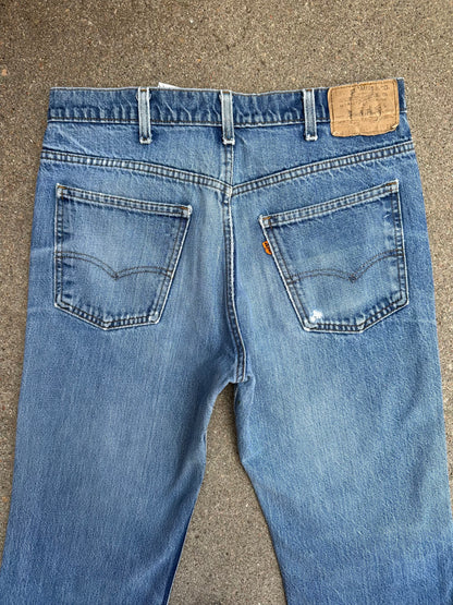 CUSTOM: 80’s Levi’s 517 Orange Tab Bootcut Boro Patched Denim Jeans USA (Men’s 32x31 / Women’s 30)