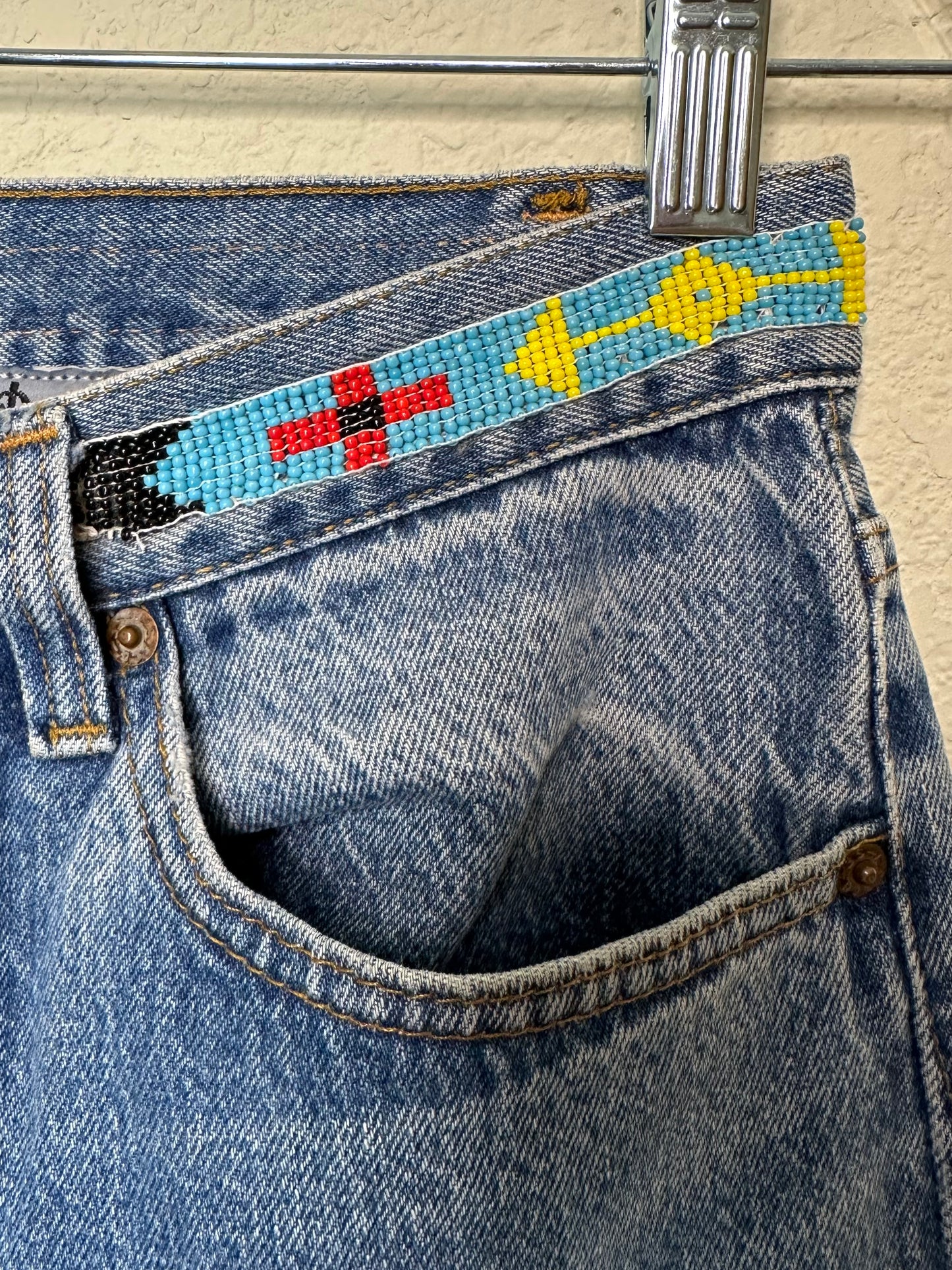 MCA Vintage Revival: Reworked 90’s Levi’s 501xx Beaded Jeans by BUZZ ‘18 USA (28x29 / Modern 2/4)