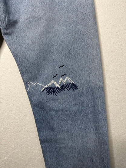 MCA Vintage Revival: 80’s Levi’s 501’s - Hand Patched & Hand Embroidered (31x32 / Modern 8)