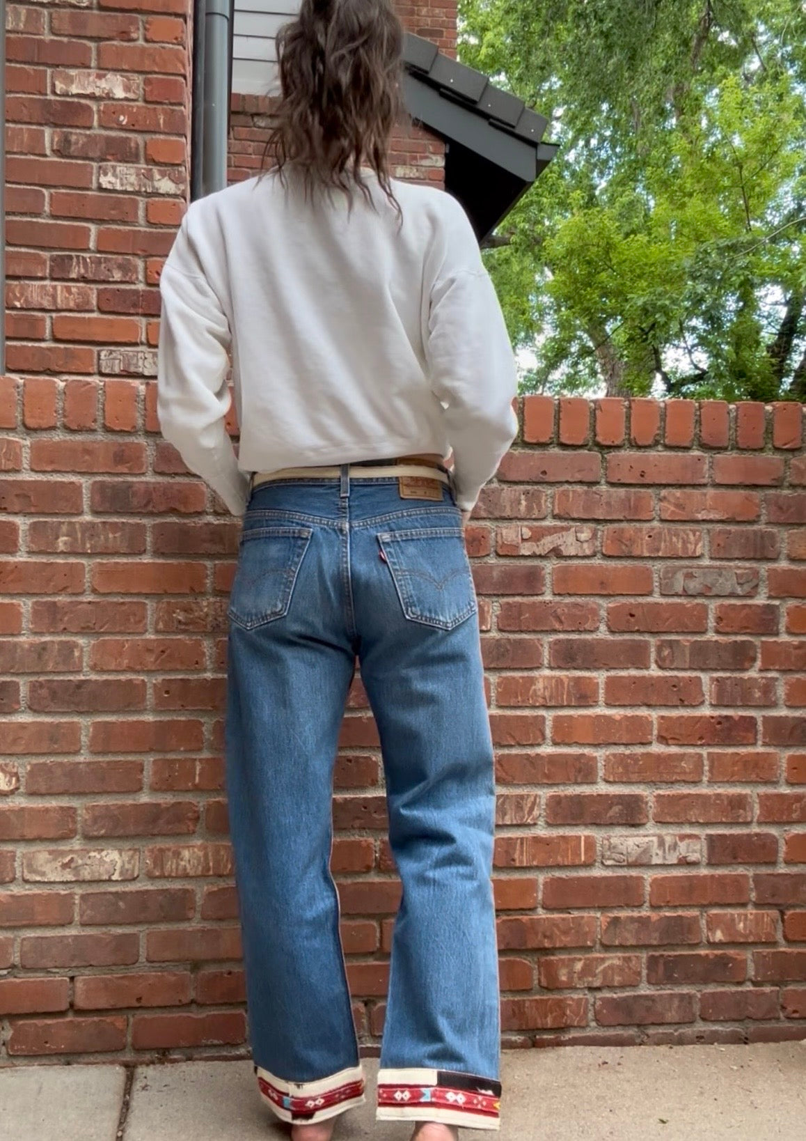 90’s Custom Cowhide Beaded Levi’s 501 Jeans (Modern 29/30)