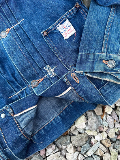 Rare 40’s Selvedge Buckle Back Pleated Type 1 Denim Jacket (Women’s XS)