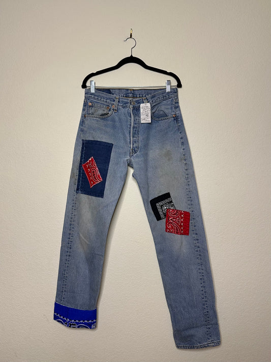 MCA VINTAGE REVIVAL: 90’s Levi’s 501 Patchwork Jeans (31x33 / Modern 8)