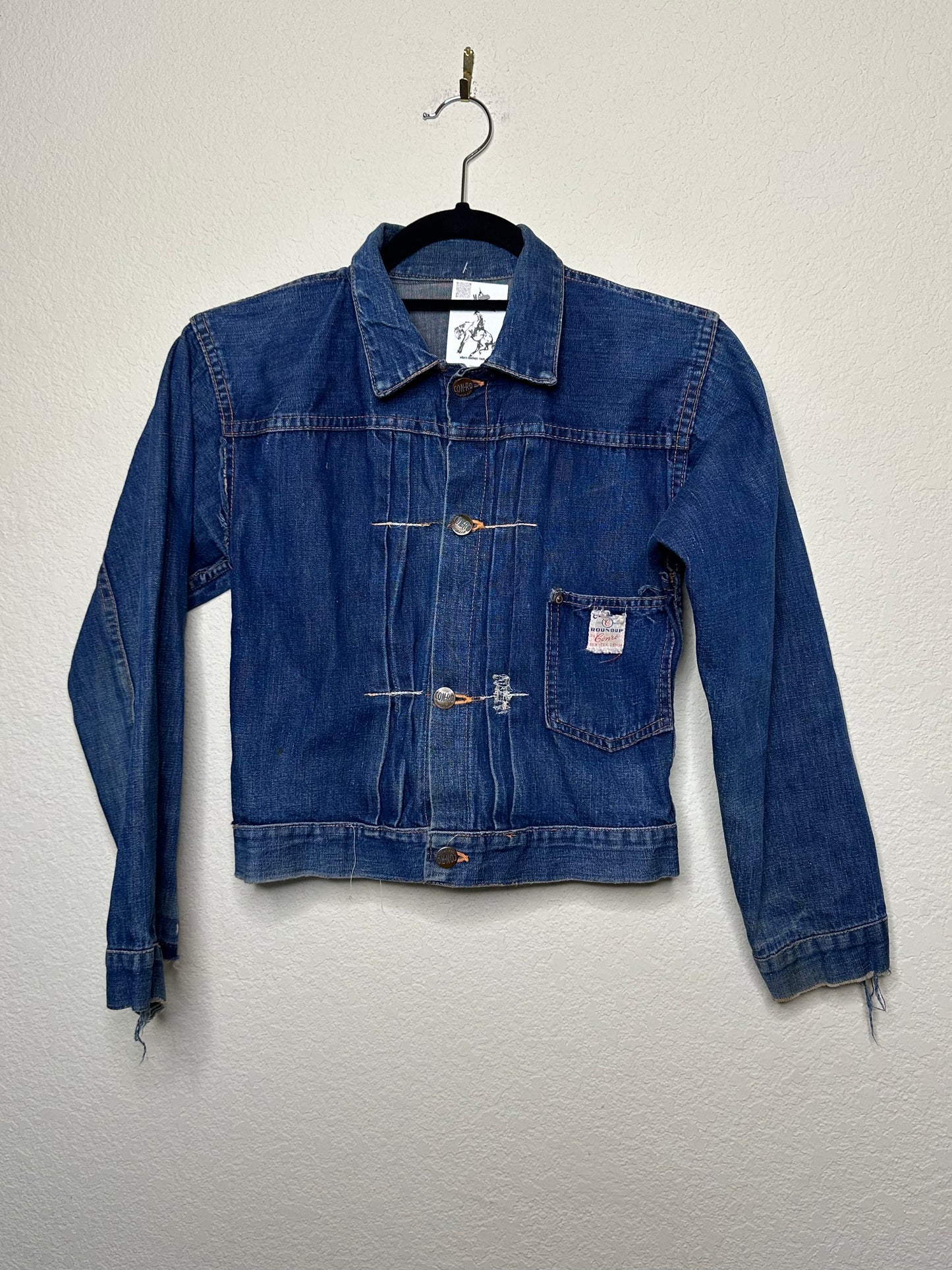 Rare 40’s Selvedge Buckle Back Pleated Type 1 Denim Jacket (Women’s XS)