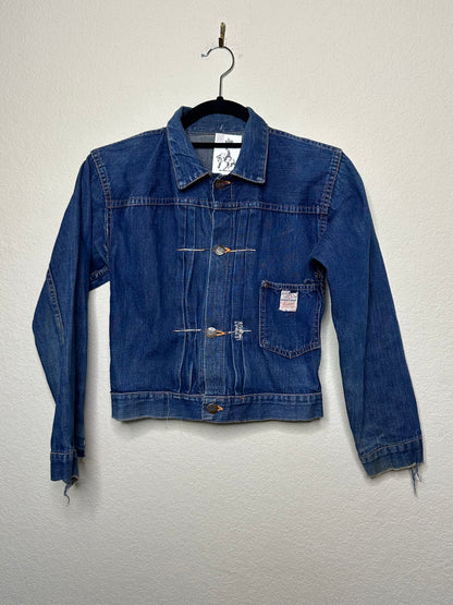 Rare 40’s Selvedge Buckle Back Pleated Type 1 Denim Jacket (Women’s XS)