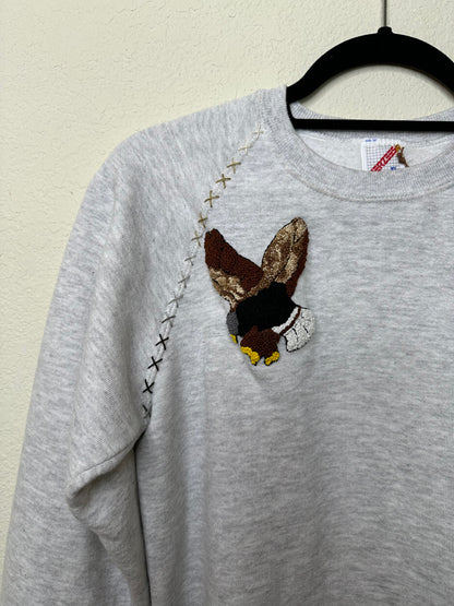 MCA VINTAGE REVIVAL: 80’s Raglan Hand Embroidered Eagle Sweatshirt (Women’s XS/S)