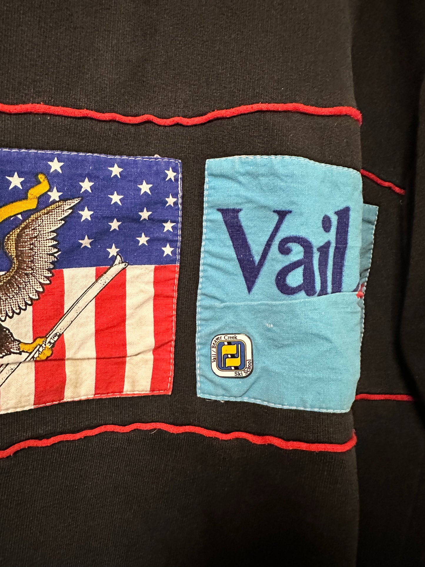 Rare 90s Heavyweight USA Ski Resort Patchwork Sweatshirt (Unisex L/XL)