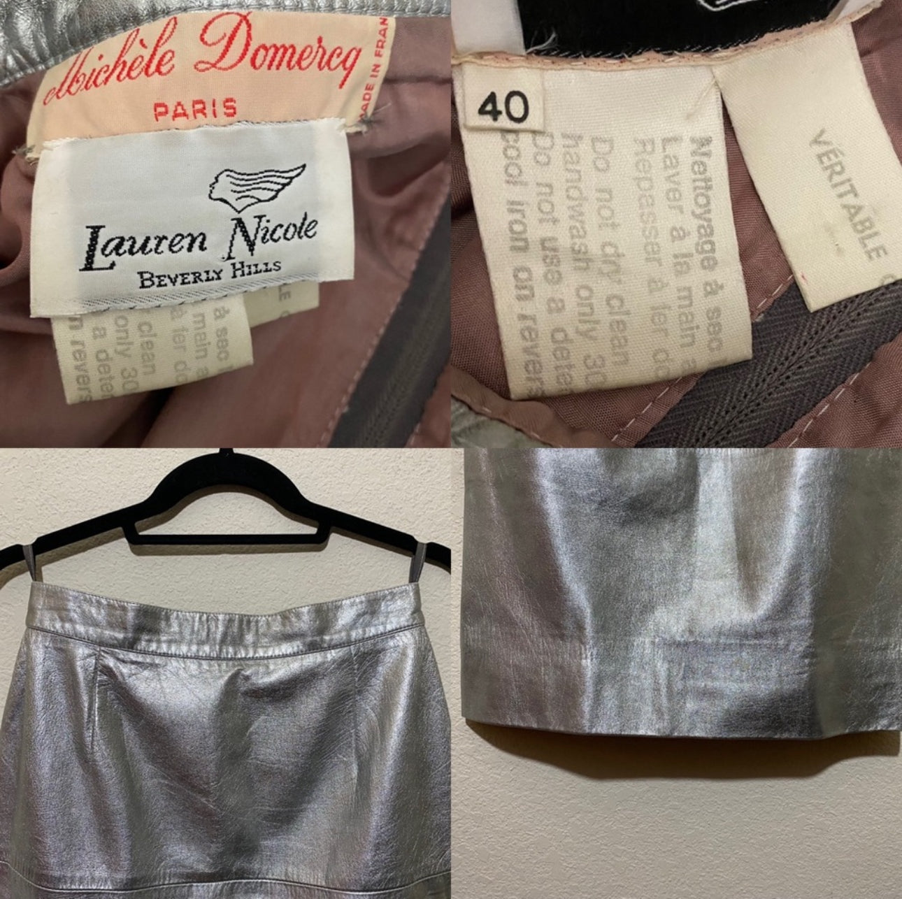 70’s Michele Domercq Paris Metallic Leather Mini Skirt (S)