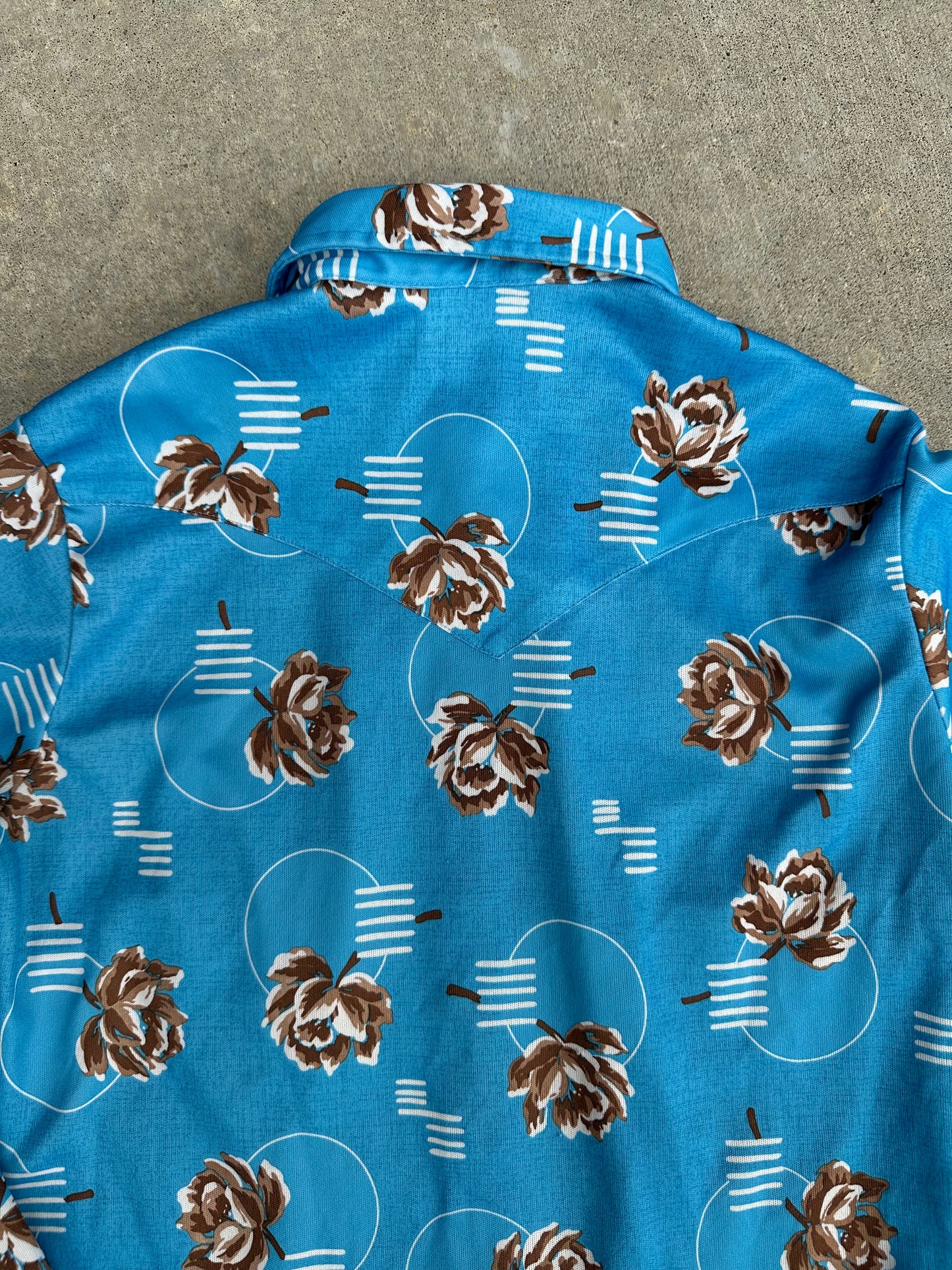 70’s H Bar C Women’s Rose Western Disco Pearl Snap Shirt (M)