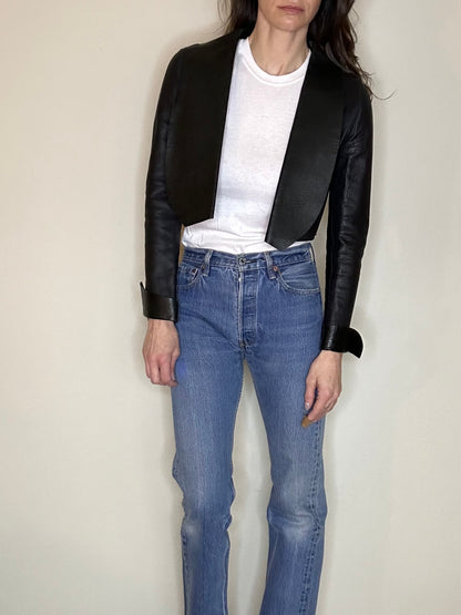 90’s Vintage Fendi Leather Bolero Cropped Open Jacket (Women’s S)