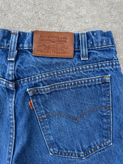 80’s Levi’s 517 Orange Tab Leather Back Patch USA Crop Jeans (Men’s 30x28.5 / Women’s 28)