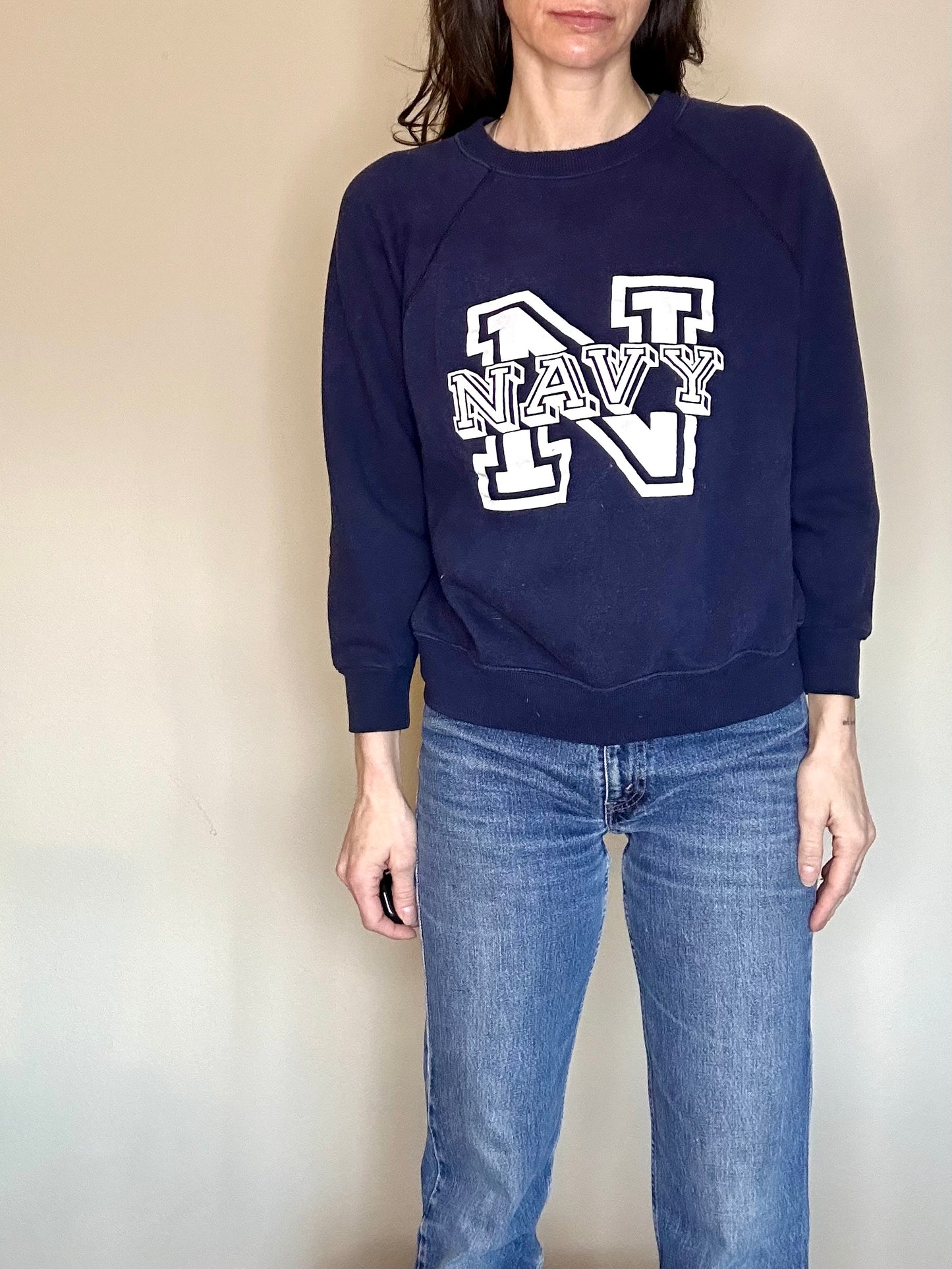 80’s Raglan US Navy Sweatshirt (Women’s S/M)