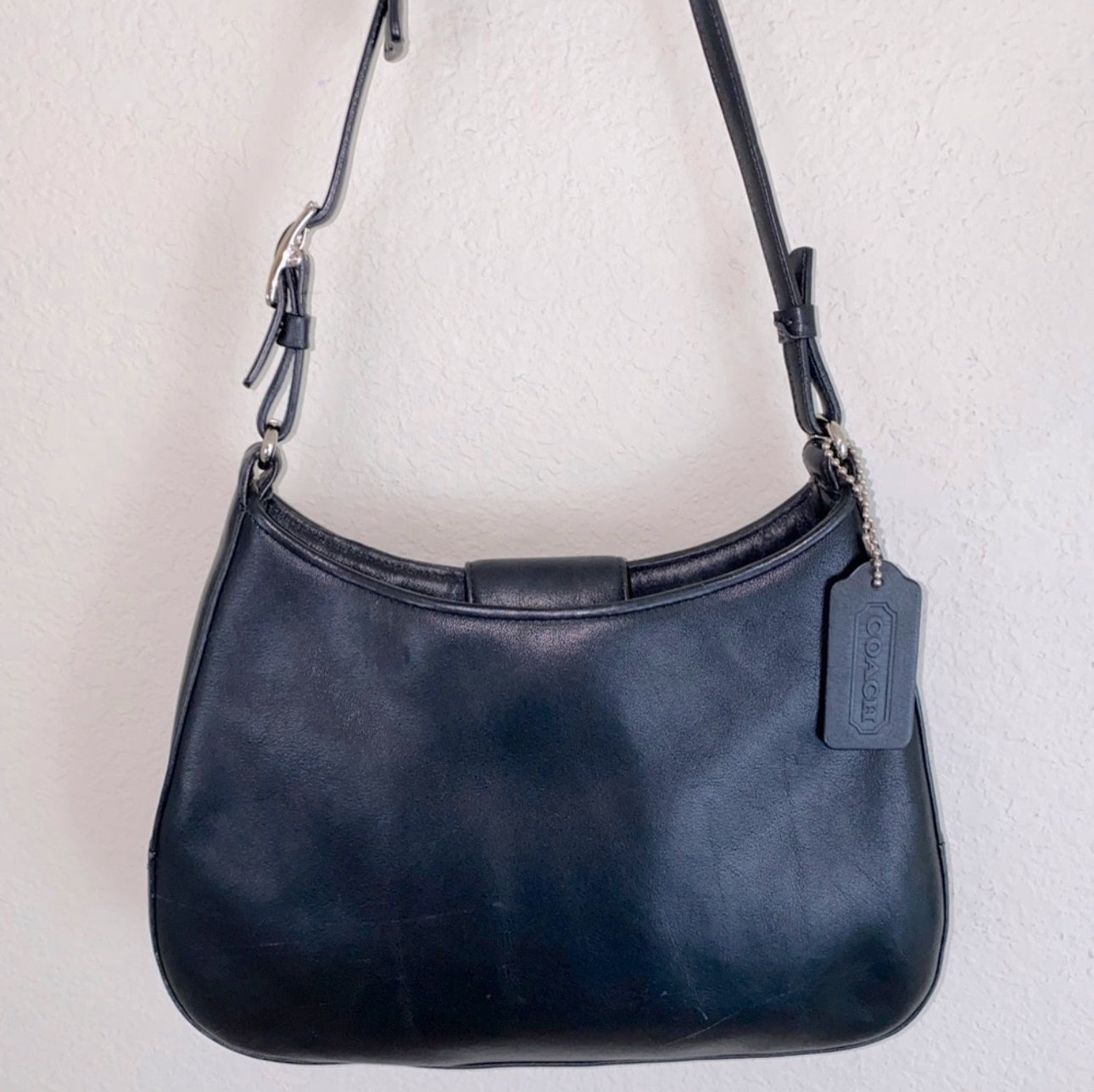 Y2K COACH Black Leather Shoulder Bag