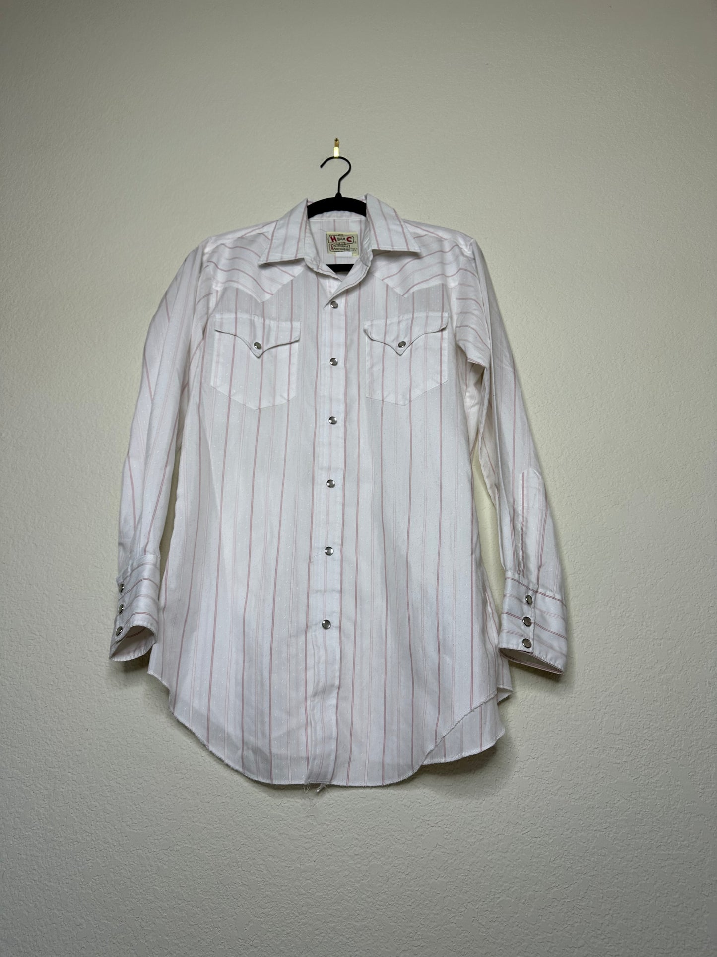 70’s H Bar C Ranchwear Pinstripe Western Pearl Snap Shirt (Unisex M)