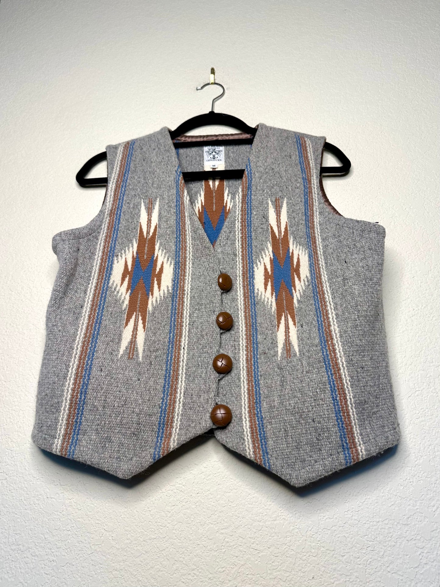 1980’s Ortega’s Chimayo Hand Woven Wool Blanket Vest (Women’s M)