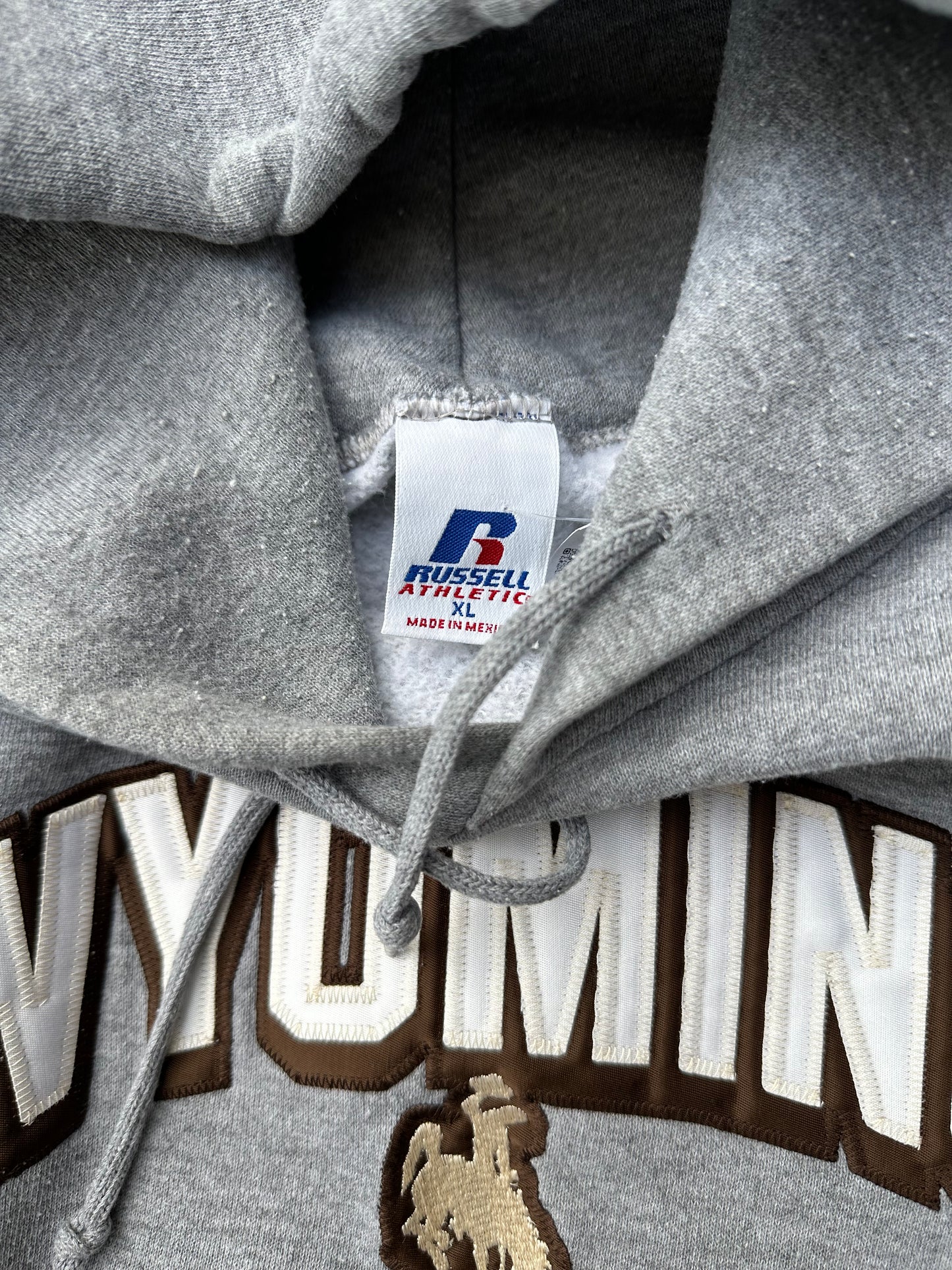 00’s Russell Wyoming Pokes Patched Lettering Hoodie (Unisex L/XL)