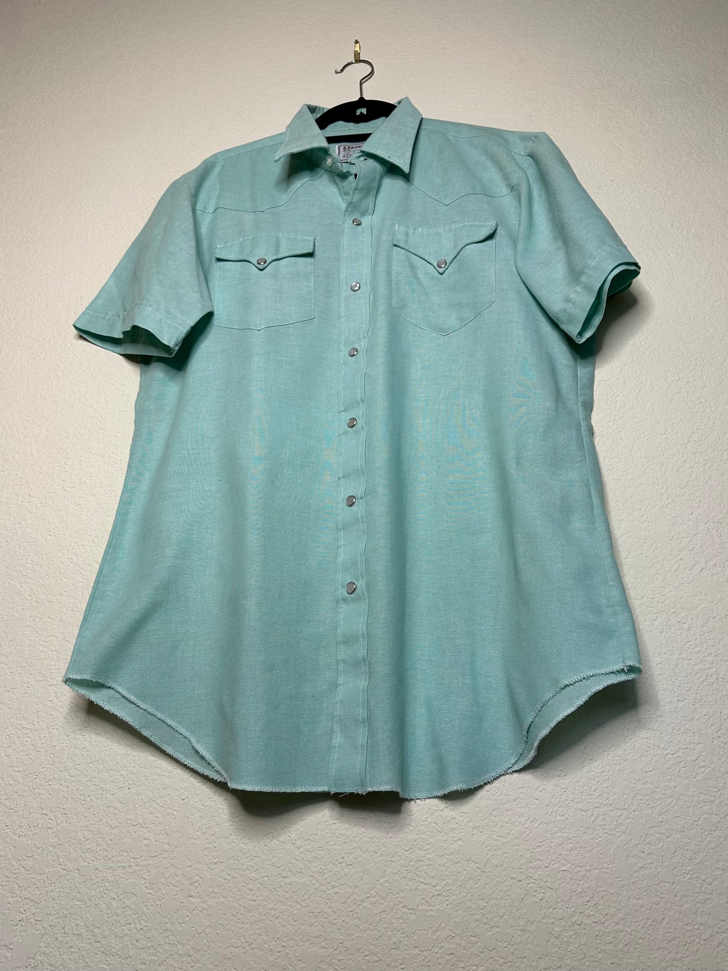 70’s H Bar C Western Twill Short Sleeve Pearl Snap Shirt (Unisex L)