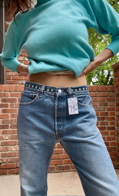 90’s Custom Beaded Waist Levi’s 501 Raw Crop / Capri Jeans (Modern 29/30)