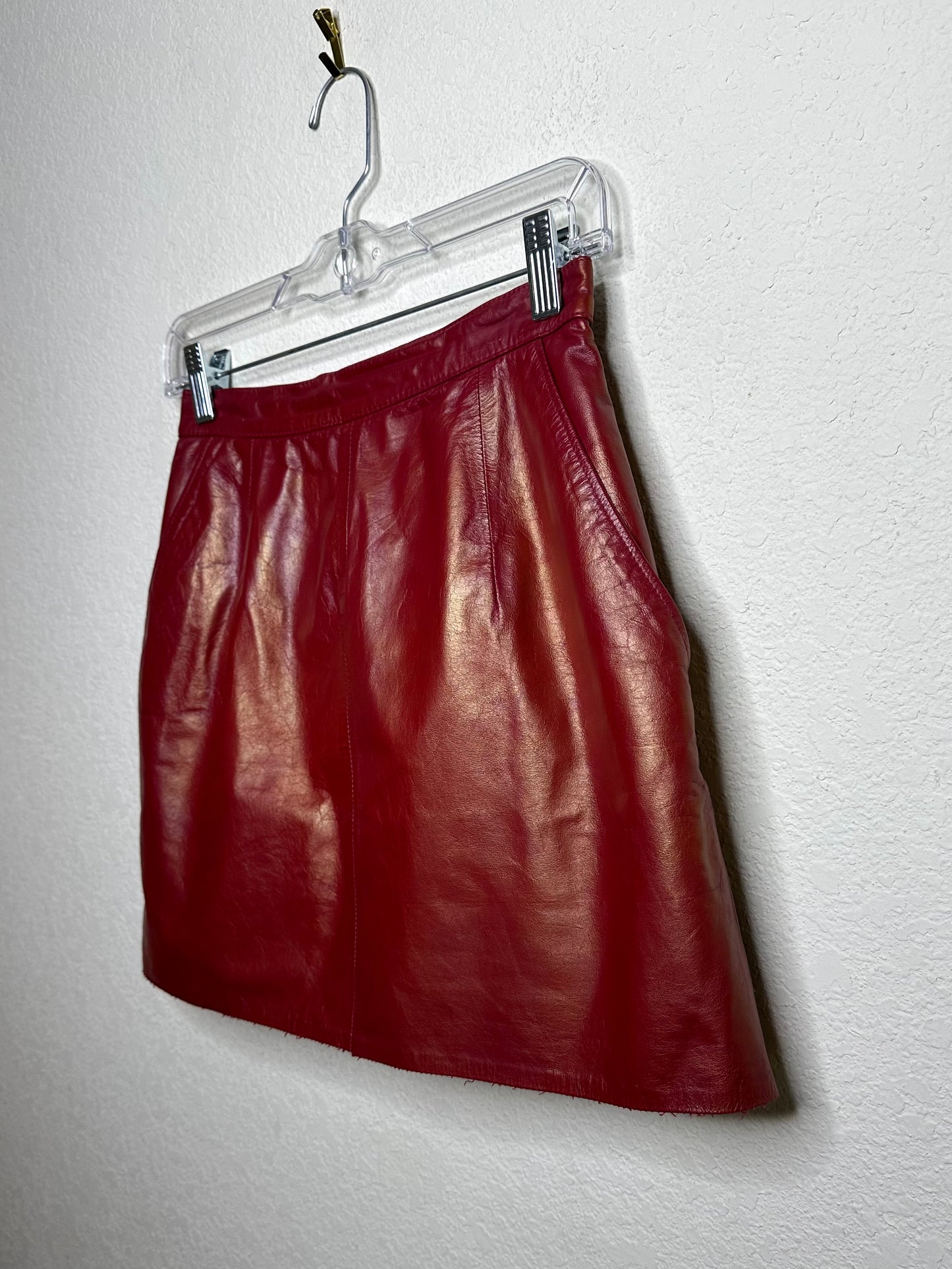 70’s Leather Micro Mini Pocket Skirt (XS/S)