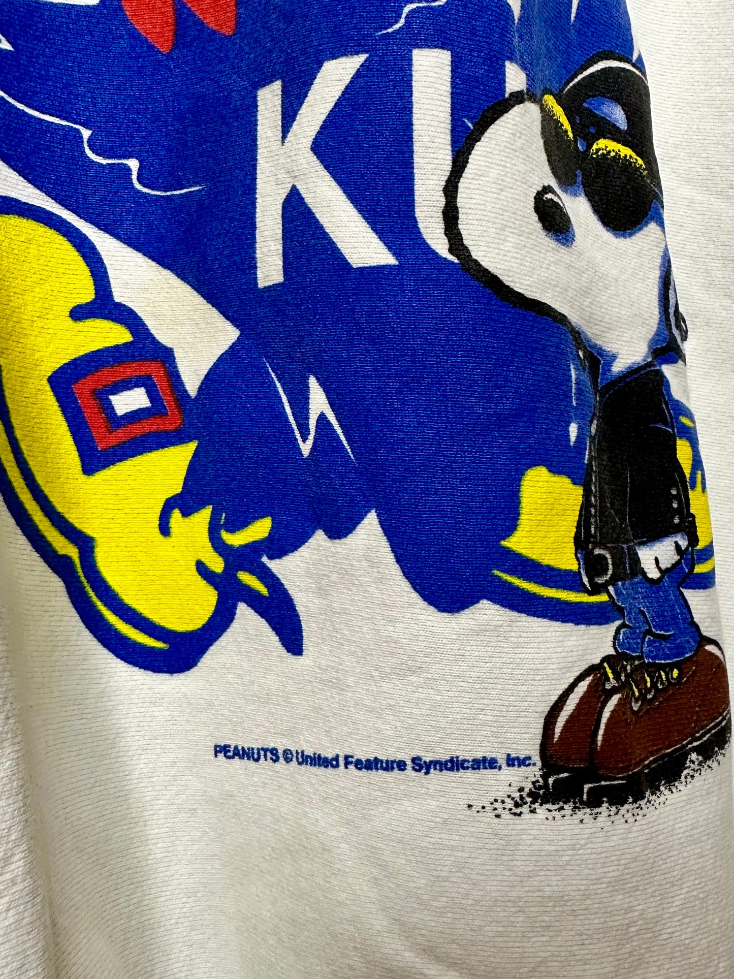 Rare 90’s University of Kansas Snoopy Jayhawks Raglan Sweatshirt (Unisex L)