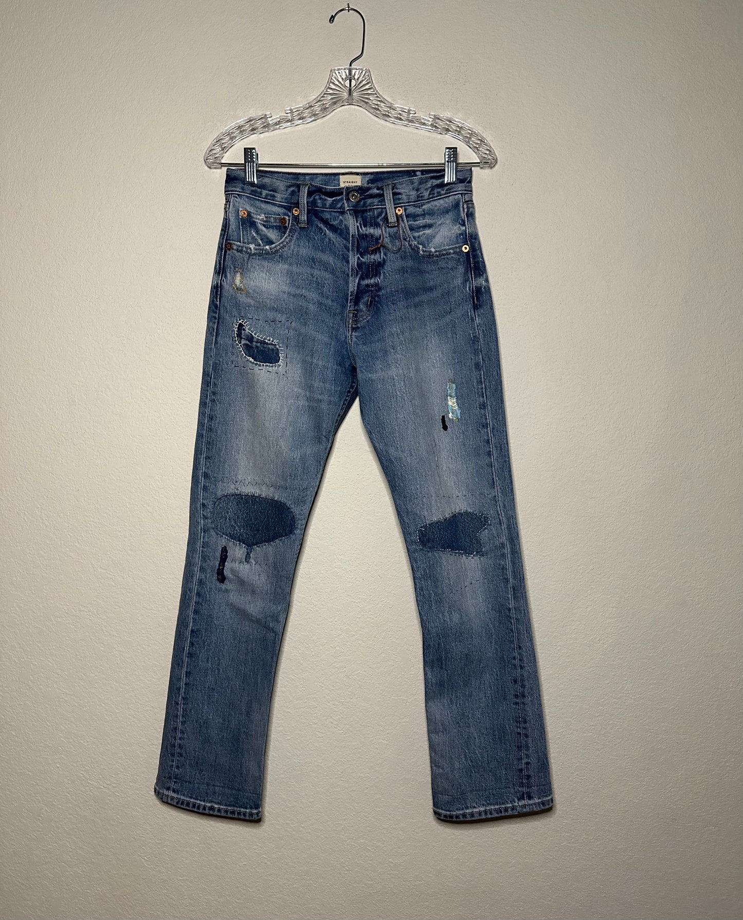 Hand Boro & Sashiko Mended & Patched Cone Denim Jeans (25/26 - Modern 0/2)