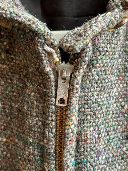 Vintage (50’s Style) Wool Tweed Zip-Up Rickey Jacket (Unisex L)