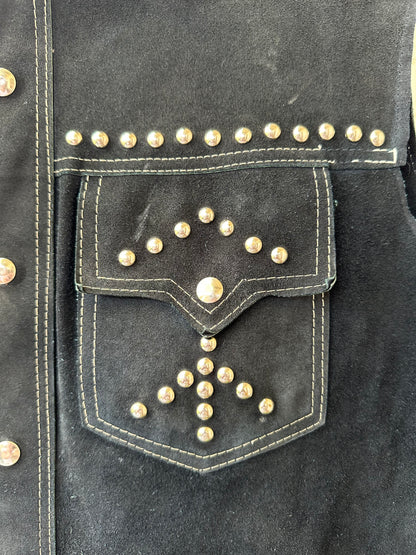 60’s Roncelli Style Studded Cowhide Suede Western Cutoff Overshirt (Men’s L)