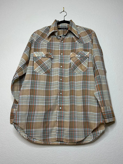 70’s Levi’s Plaid Western Pearl Snap Shirt (Unisex L)