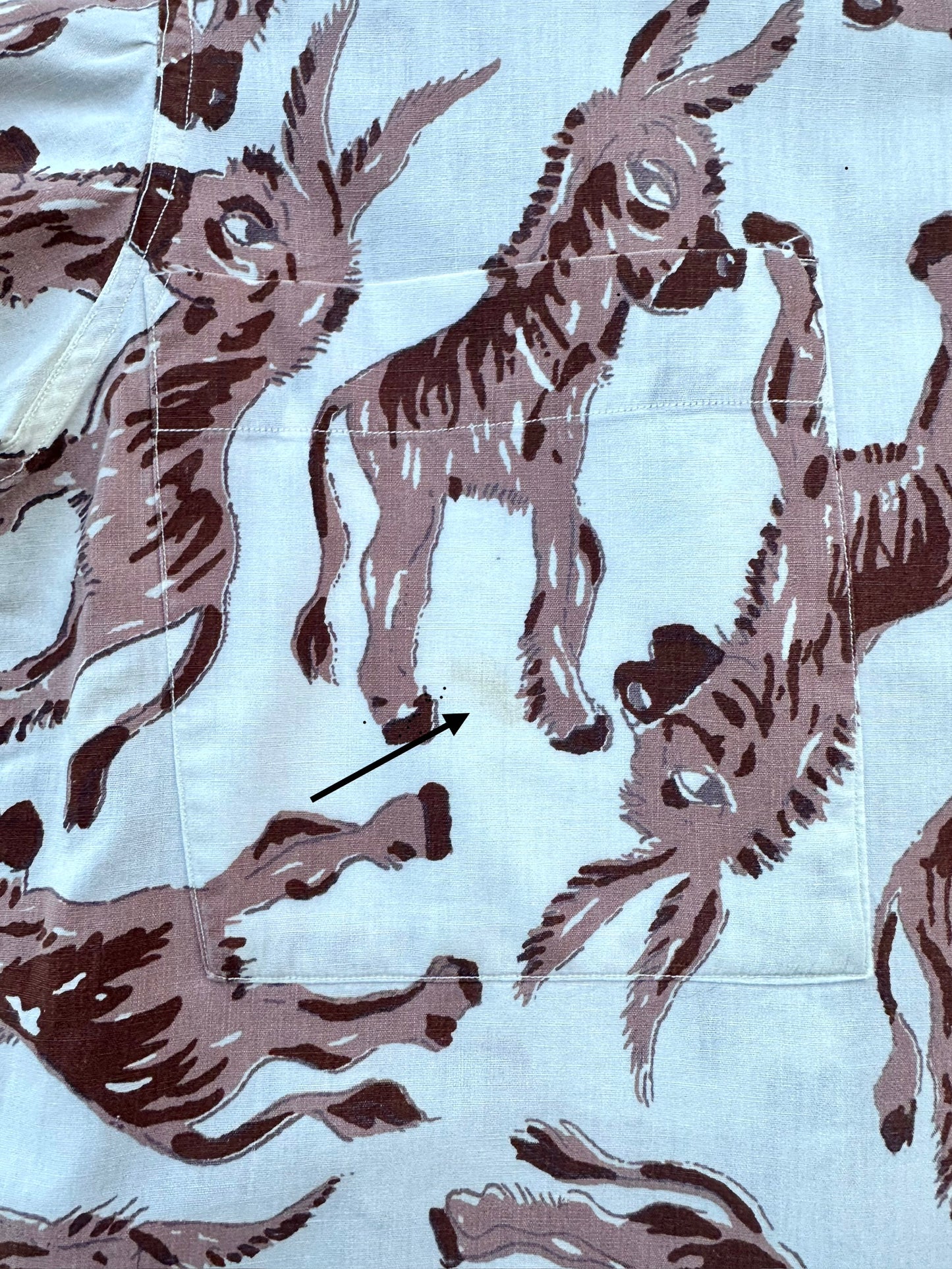 50’s Handmade Donkey Printed Cotton Casual Shirt (Unisex M)