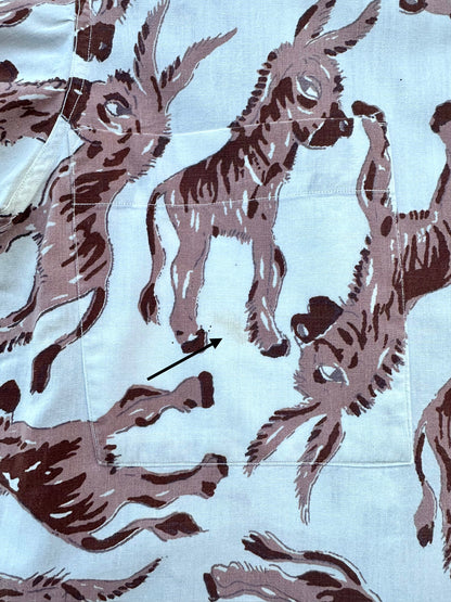 50’s Handmade Donkey Printed Cotton Casual Shirt (Unisex M)