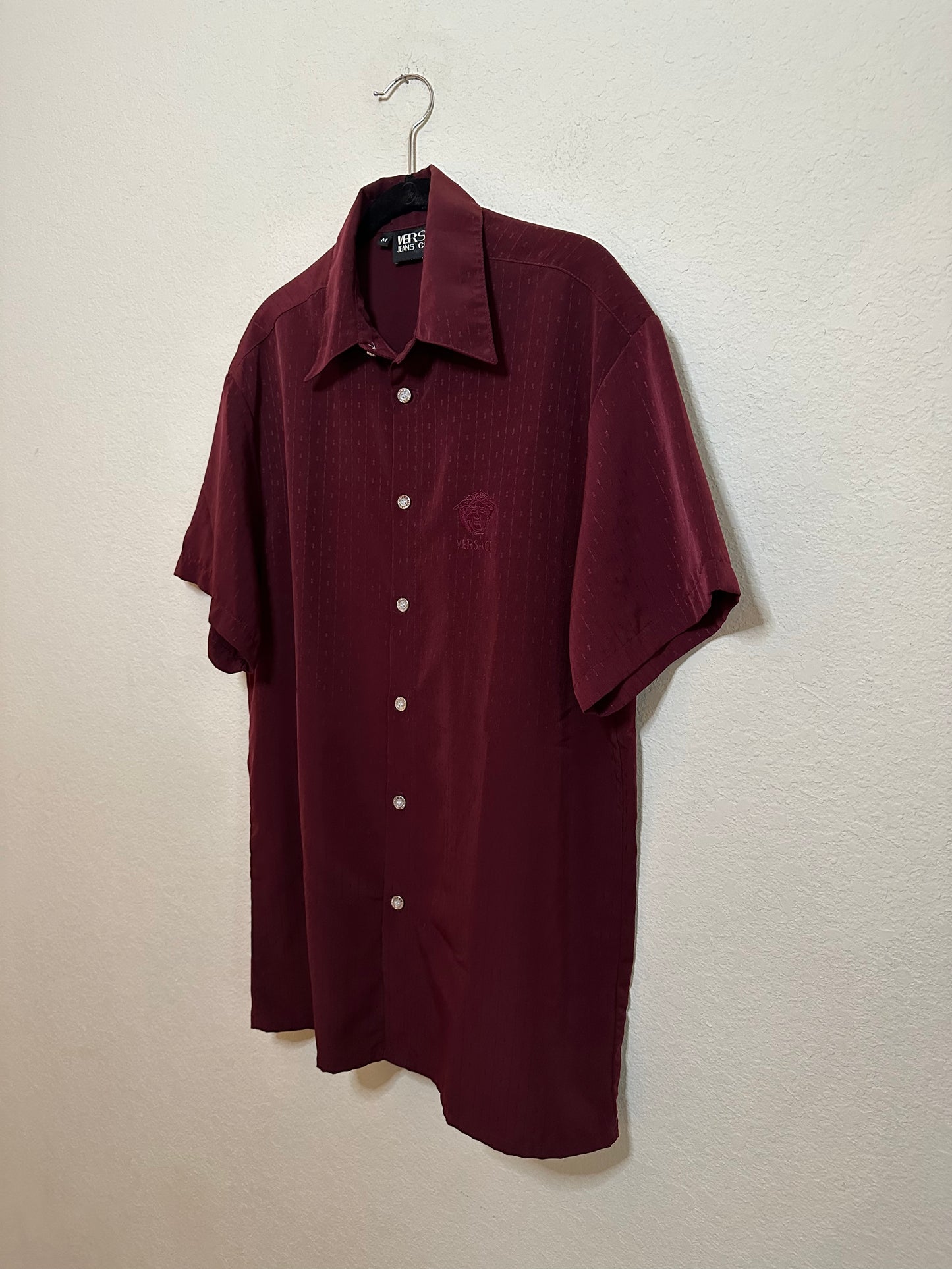 90s Versace Jeans Couture Medusa Embroidered Button-Down SS Shirt