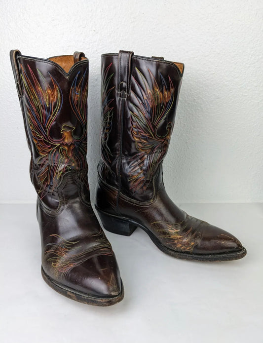 70’s ACME Thunderbird Rising Phoenix Stovepipe Cowboy Boots (Men’s 10.5)