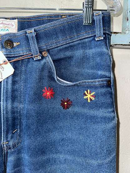 MCA Vintage Revival: 70’s Levi’s Bootcut Western Hand Embroidered Jeans (Modern 6/8)