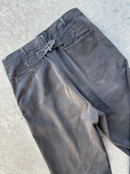 40’s Buckle Back Faded Black Cotton Cuffed Trousers (30x31)