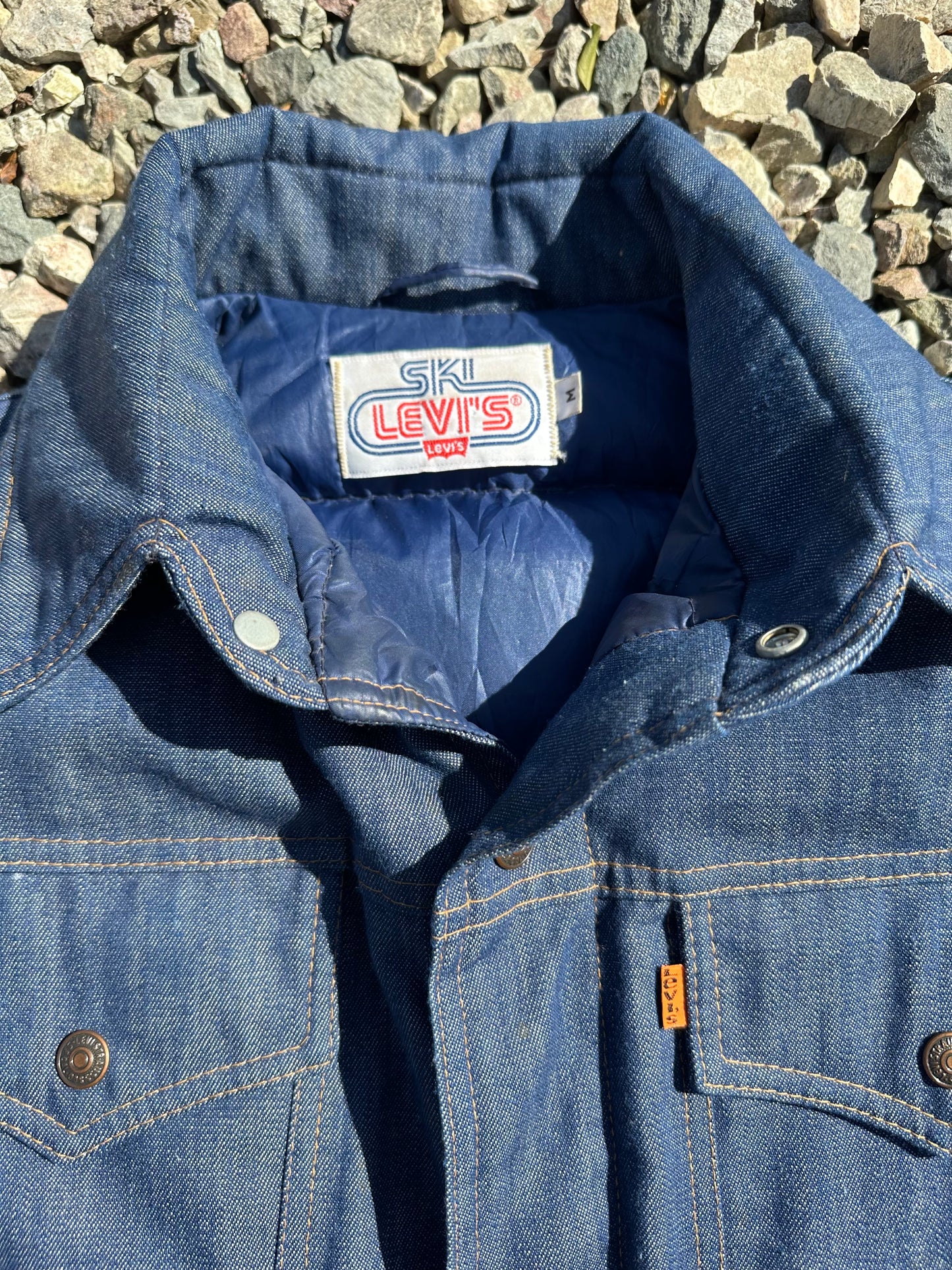 Rare 70’s Ski Levi’s Orange Tab Denim Goose Down Puffer Vest (Unisex M)