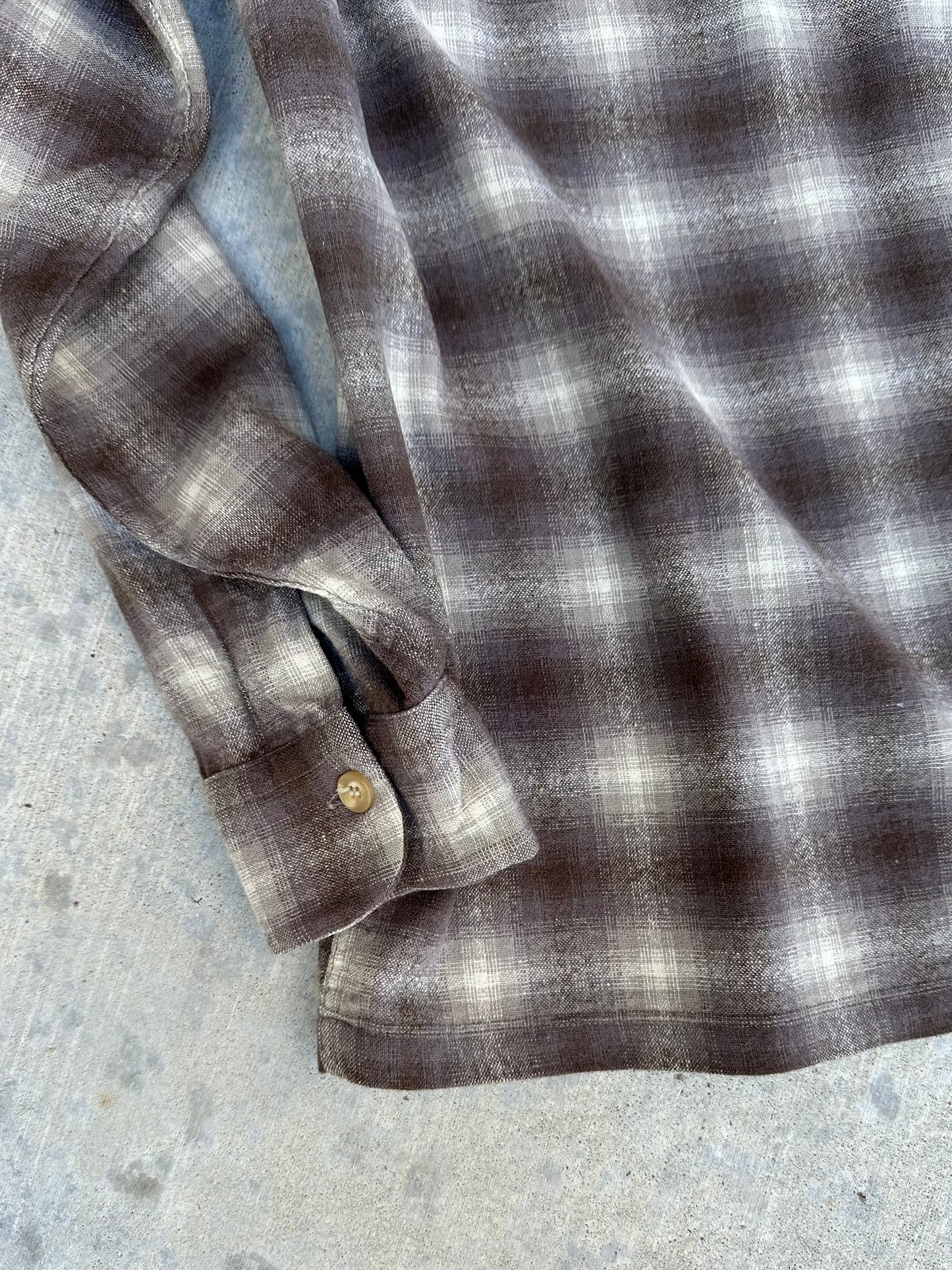 50’s Pendleton Shadow Plaid Loop Collar Wool Board Shirt (Men’s L)