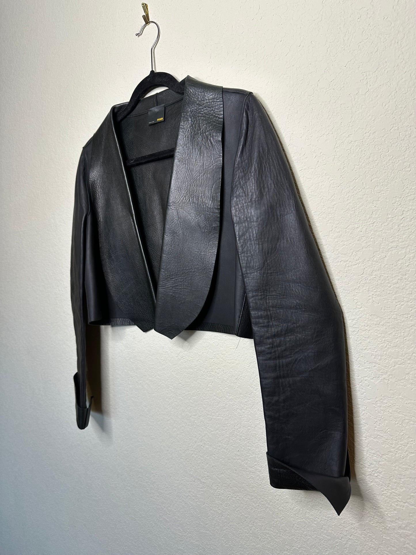 90’s Vintage Fendi Leather Bolero Cropped Open Jacket (Women’s S)