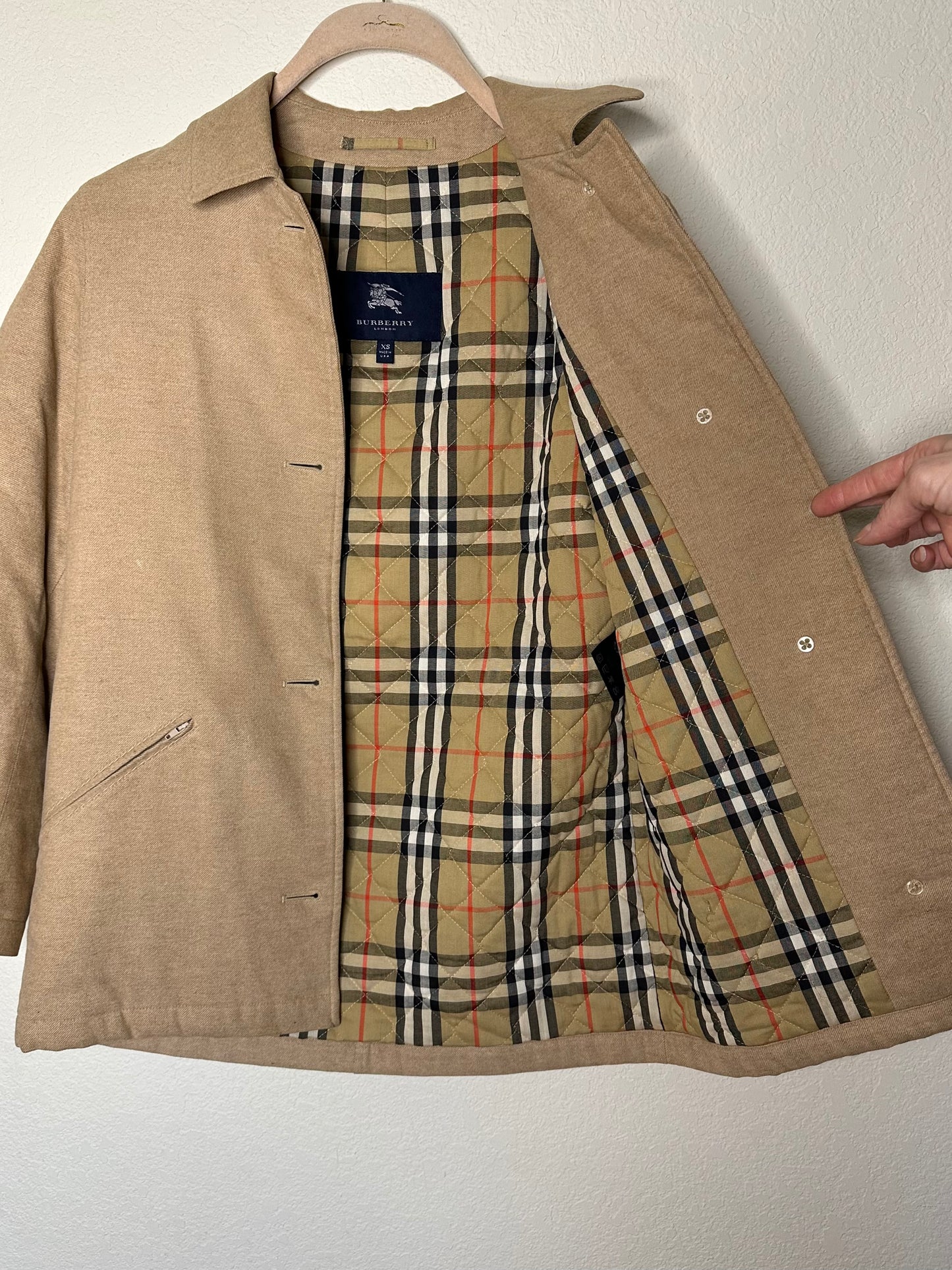 Vintage Burberry Nova Check Quilted Lined Cotton Blend Jacket (XS)