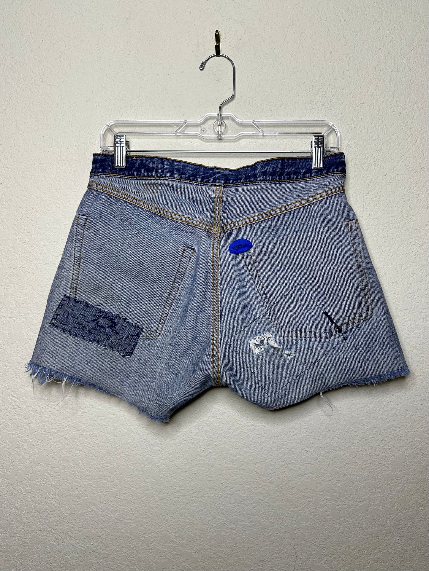 60’s LEVI’S BIG E Redline Selvedge Patchwork Denim Cutoff Shorts (Unisex 28/Modern 6)