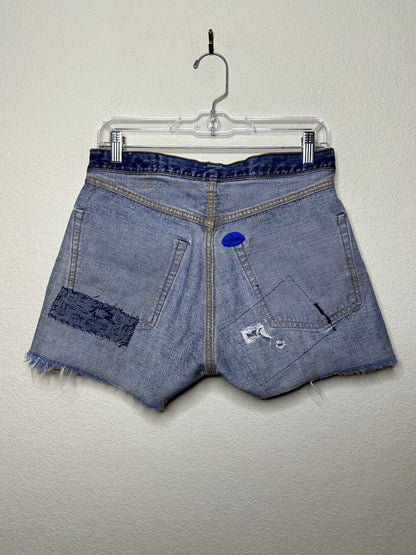 60’s LEVI’S BIG E Redline Selvedge Patchwork Denim Cutoff Shorts (Unisex 28/Modern 6)