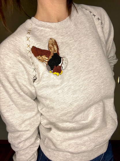 MCA VINTAGE REVIVAL: 80’s Raglan Hand Embroidered Eagle Sweatshirt (Women’s XS/S)